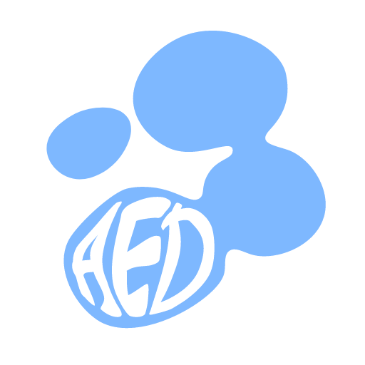 Blue logo with text